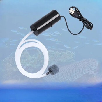 Аквариум Кислородна въздушна помпа Fish Tank USB Безшумен въздушен компресор Аератор Преносим мини малък оксигенатор Аксесоари за аквариум 5v 1W