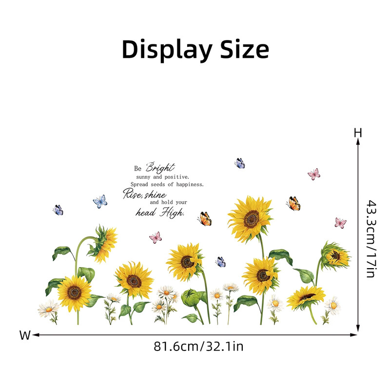Akvarelė saulėgrąžų drugelių sienų lipdukas Gėlių dizainas Vaikų kambario dekoras Namų apdaila miegamojo vaikams Svetainė