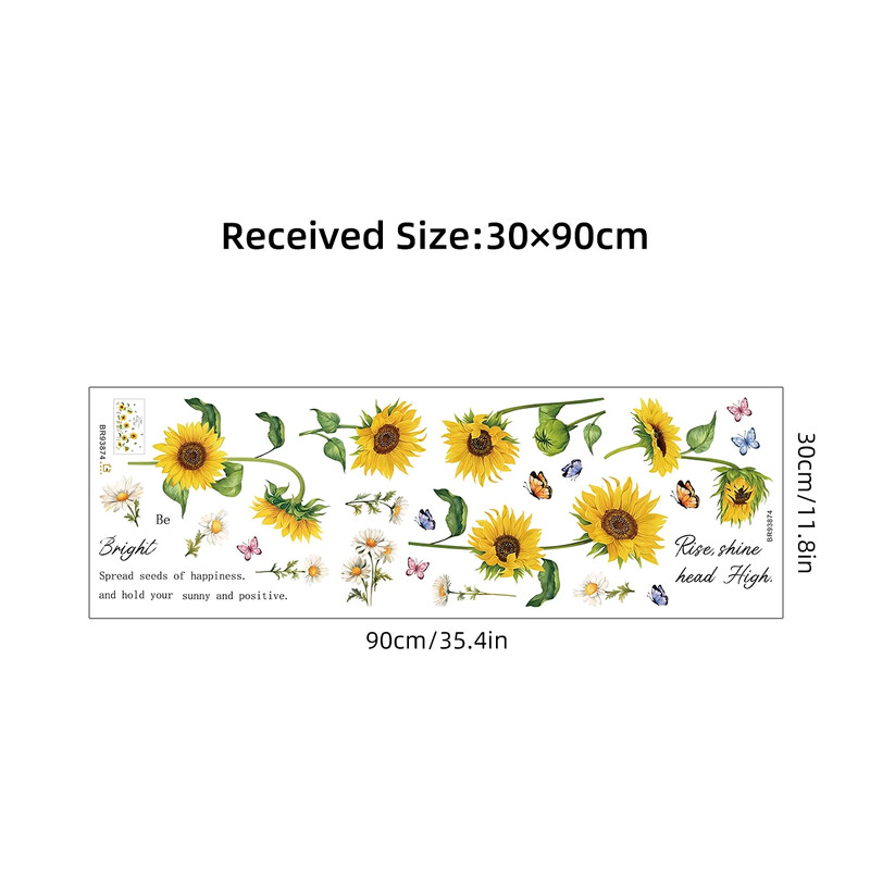 Akvarelė saulėgrąžų drugelių sienų lipdukas Gėlių dizainas Vaikų kambario dekoras Namų apdaila miegamojo vaikams Svetainė