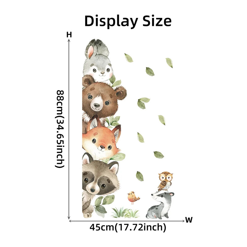 1vnt mielas animacinio filmo zondas, sukrautas sėdimas mažų gyvūnų sienų lipdukai, skirti vaikų kambariui miegamojo namų dekoravimui sienų dekoras