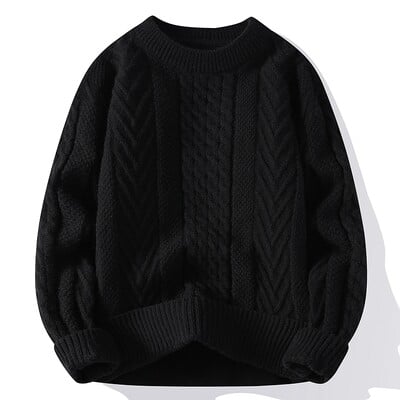 Férfi Fehér O-galléros Pulóverek Ruhák Téli Vintage Pulóver Férfi Kabátok Tömör csíkos Pulóver Férfi garbó őszi új 4XL-M