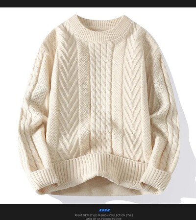 Férfi Fehér O-galléros Pulóverek Ruhák Téli Vintage Pulóver Férfi Kabátok Tömör csíkos Pulóver Férfi garbó őszi új 4XL-M