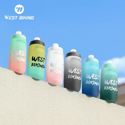 WEST BIKING Színes gradiens kerékpáros palack 620/750 ml-es Soft Squeeze vizespalack porvédővel Hordozható Futó Fitness Palack