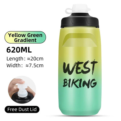 WEST BIKING Colorful Gradient Bicycle Bottle 620/750ml Soft Squeeze Water Bottle with Dust Cover Portable Running Fitness Bottle