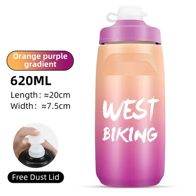 WEST BIKING Colorful Gradient Bicycle Bottle 620/750ml Soft Squeeze Water Bottle with Dust Cover Portable Running Fitness Bottle