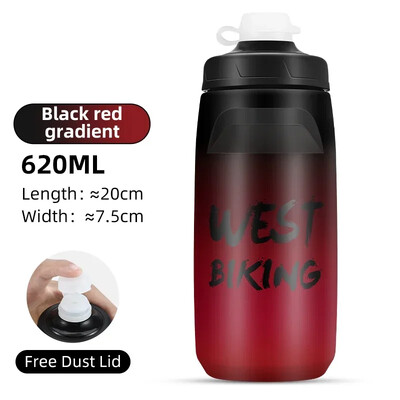 WEST BIKING Colorful Gradient Bicycle Bottle 620/750ml Soft Squeeze Water Bottle with Dust Cover Portable Running Fitness Bottle