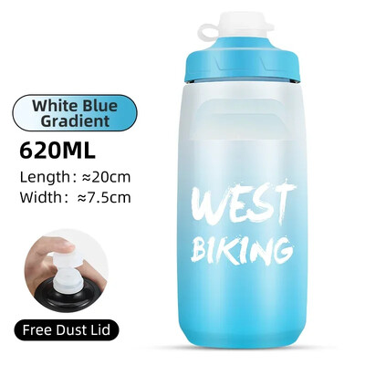 WEST BIKING Colorful Gradient Bicycle Bottle 620/750ml Soft Squeeze Water Bottle with Dust Cover Portable Running Fitness Bottle