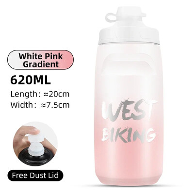 WEST BIKING Colorful Gradient Bicycle Bottle 620/750ml Soft Squeeze Water Bottle with Dust Cover Portable Running Fitness Bottle