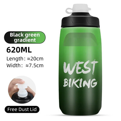 WEST BIKING Colorful Gradient Bicycle Bottle 620/750ml Soft Squeeze Water Bottle with Dust Cover Portable Running Fitness Bottle