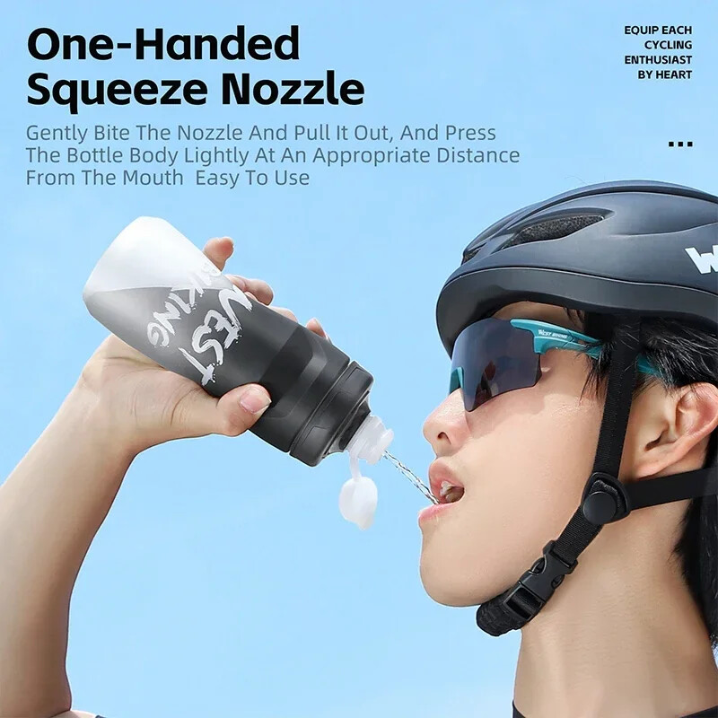 WEST BIKING Colorful Gradient Bicycle Bottle 620/750ml Soft Squeeze Water Bottle with Dust Cover Portable Running Fitness Bottle