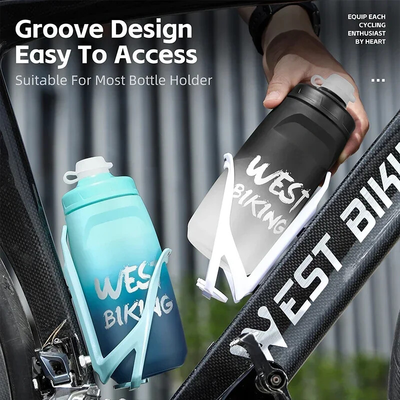 WEST BIKING Colorful Gradient Bicycle Bottle 620/750ml Soft Squeeze Water Bottle with Dust Cover Portable Running Fitness Bottle