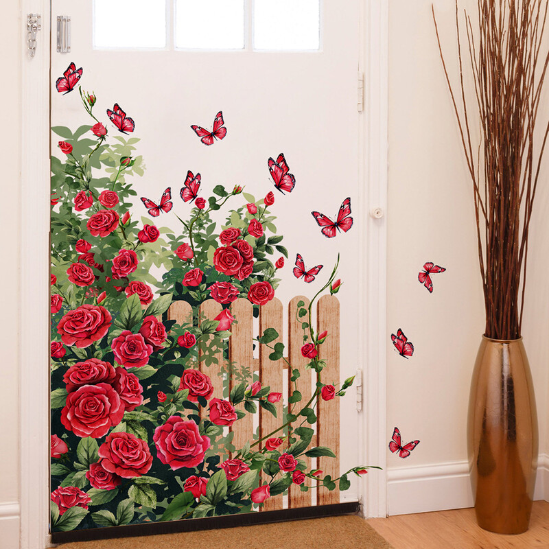 Rózsabokor falmatrica nappali dekorációhoz virág tapéta hálószoba öntapadós háttérmatricák otthoni kellékek