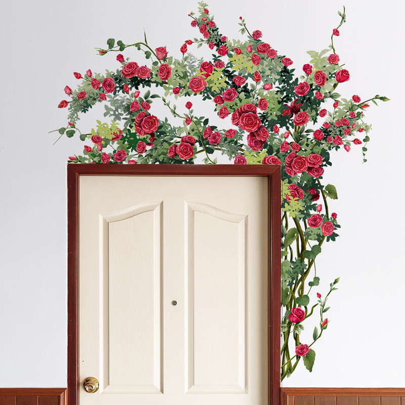 Rózsabokor falmatrica nappali dekorációhoz virág tapéta hálószoba öntapadós háttérmatricák otthoni kellékek
