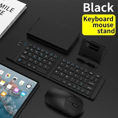 Saliekamā tastatūra un pele 2.4G mini tastatūra Bluetooth bezvadu pārnēsājamas Silm salokāmas tastatūras ceļojumu datoram datoram iPad