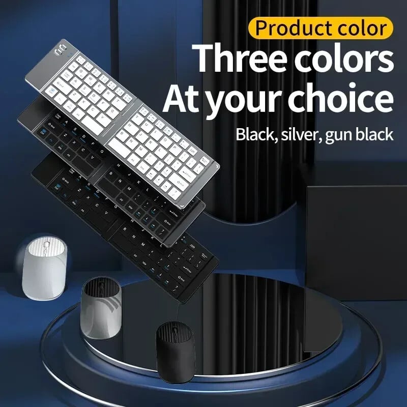 Saliekamā tastatūra un pele 2.4G mini tastatūra Bluetooth bezvadu pārnēsājamas Silm salokāmas tastatūras ceļojumu datoram datoram iPad