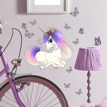 28*28cm Cartoon Unicorn Butterfly Αυτοκόλλητα τοίχου Φωτεινό Παιδικό Δωμάτιο Σαλόνι Υπνοδωμάτιο Διακόσμηση Pvc Τοιχογραφία Αυτοκόλλητο τοίχου