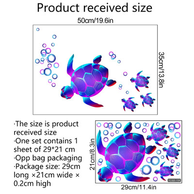 Violetiniai vėžlys šviečiantys lipdukai ant sienos Vaikų kambariai Miegamojo apdaila Gyvūnai Tapetai Namų dekoras Švyti tamsoje lipdukai