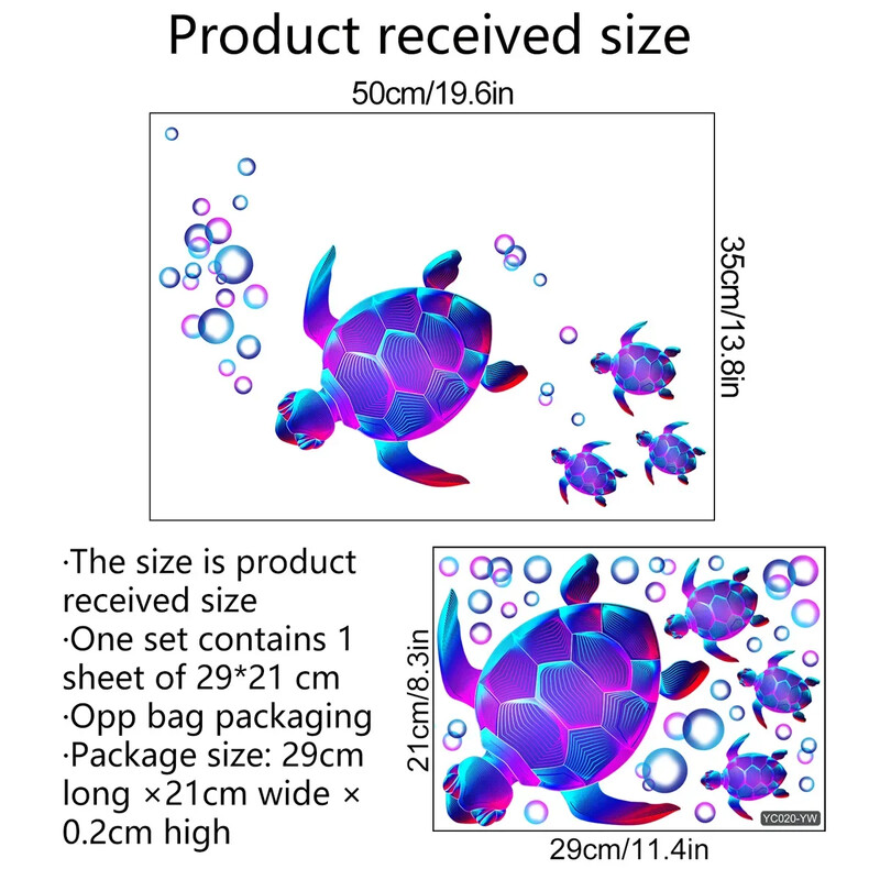 Violetiniai vėžlys šviečiantys lipdukai ant sienos Vaikų kambariai Miegamojo apdaila Gyvūnai Tapetai Namų dekoras Švyti tamsoje lipdukai