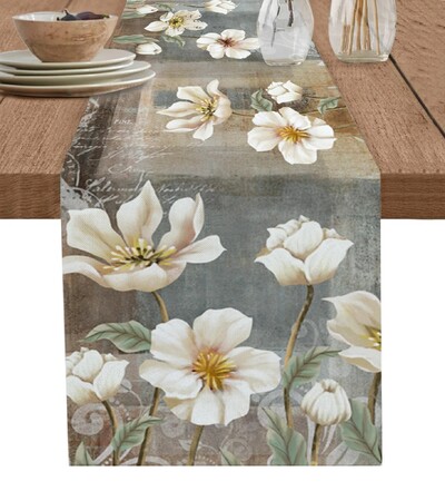 Primăvară Vintage Lalele Flori Lenjerie Runner de masă Vară Floral Comodă Eșarfă Decor de masă Sărbători Nuntă Decor de masă