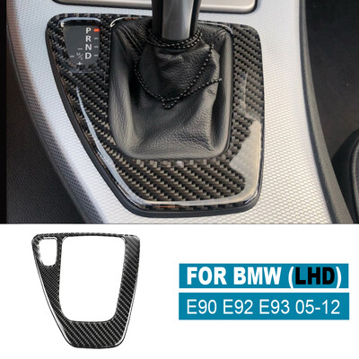 Ľavoruka s pravorukým ovládaním pre BMW radu 3 E90 E92 E93 2005-2012, pravá karbónová vlákien, stredová konzola, rám radiacej páky, nálepka, autodoplnky