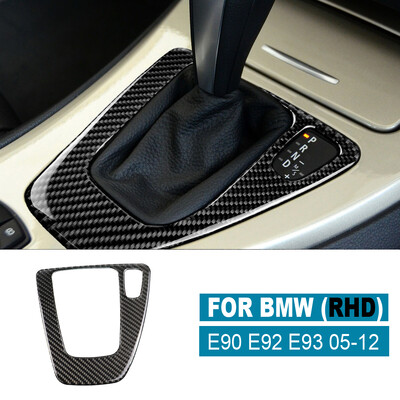 Ľavoruka s pravorukým ovládaním pre BMW radu 3 E90 E92 E93 2005-2012, pravá karbónová vlákien, stredová konzola, rám radiacej páky, nálepka, autodoplnky