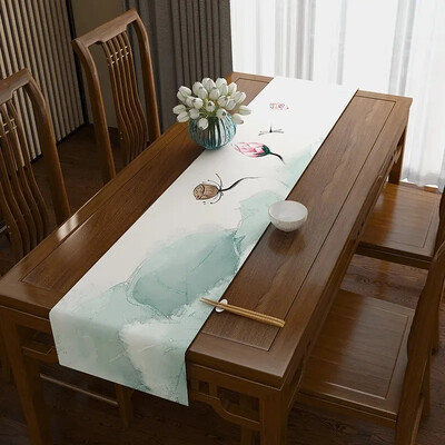 Stalo vėliava Naujas kinų stiliaus kavos audinys arbatos sėdynė ilga juostelė lotoso spausdinimo dekoravimo bėgikas