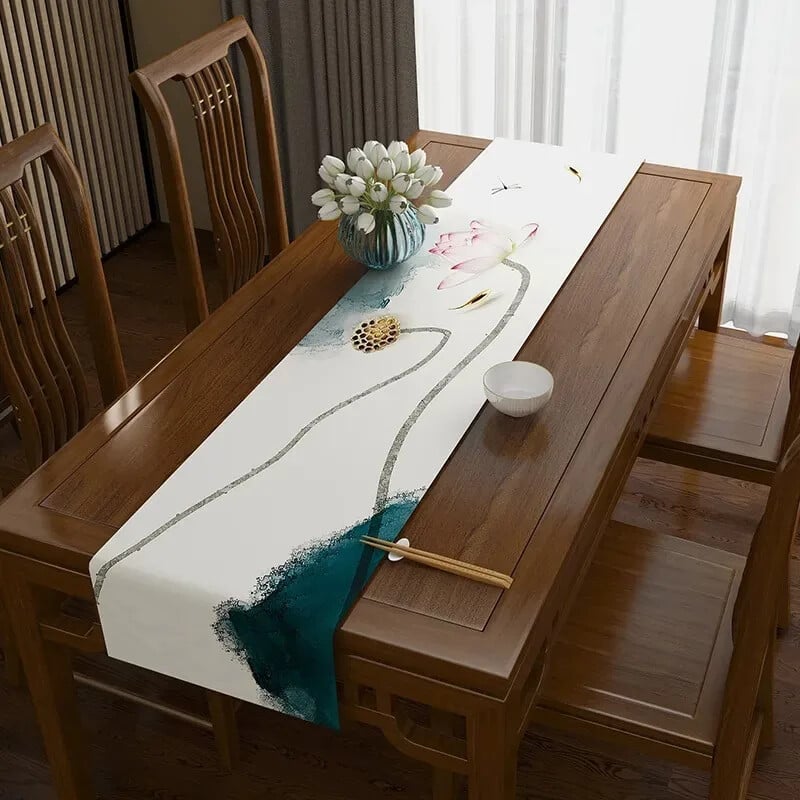 Stalo vėliava Naujas kinų stiliaus kavos audinys arbatos sėdynė ilga juostelė lotoso spausdinimo dekoravimo bėgikas