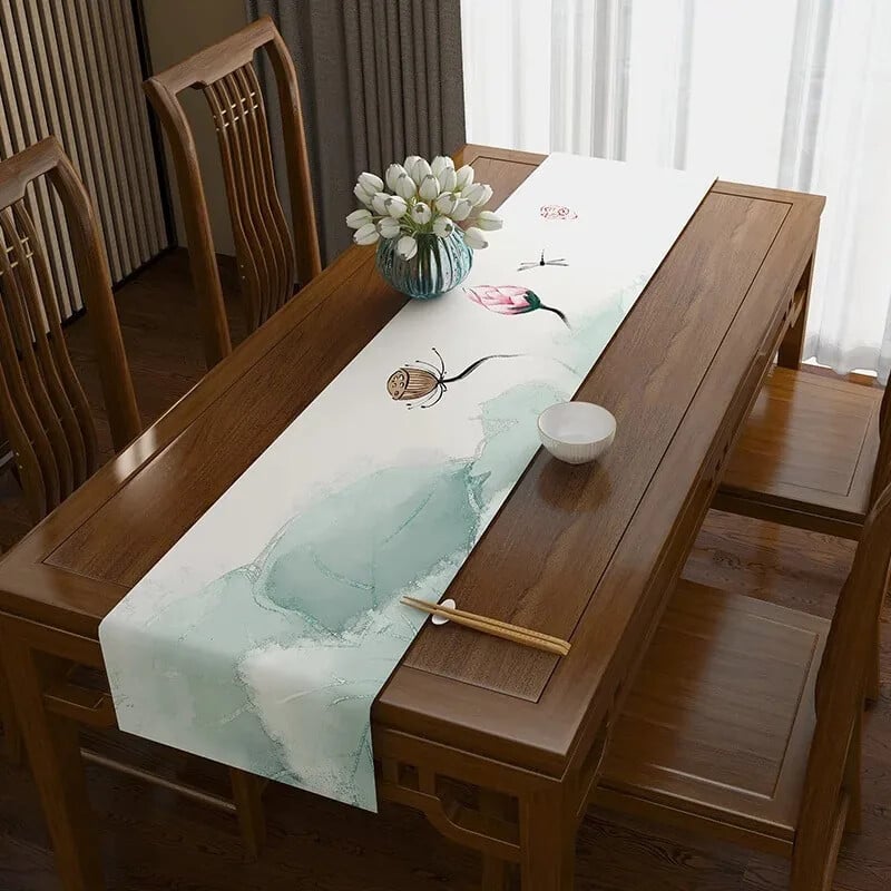 Stalo vėliava Naujas kinų stiliaus kavos audinys arbatos sėdynė ilga juostelė lotoso spausdinimo dekoravimo bėgikas