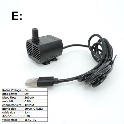 Ultra-tiha mini AC bez četkica DC 220v 12V USB fontana Vodena pumpa Potopna 200-400L/H Podizanje Akvarij Cirkulacijski akvarij