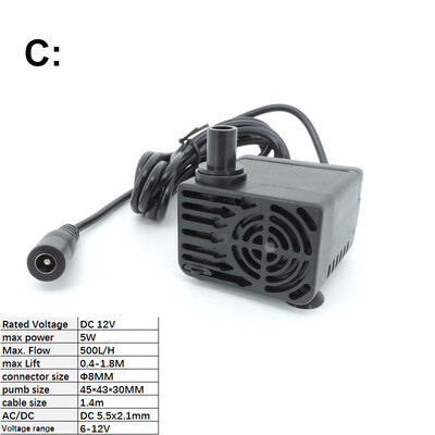 Ultra-tiha mini AC bez četkica DC 220v 12V USB fontana Vodena pumpa Potopna 200-400L/H Podizanje Akvarij Cirkulacijski akvarij
