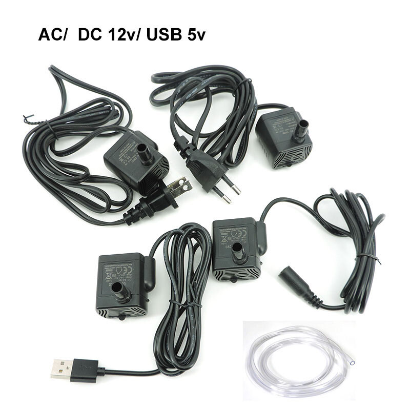 Ultra-tiha mini AC bez četkica DC 220v 12V USB fontana Vodena pumpa Potopna 200-400L/H Podizanje Akvarij Cirkulacijski akvarij