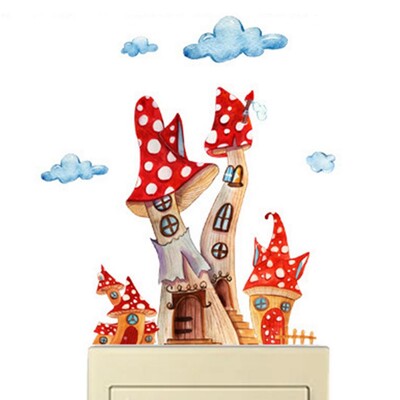 Glow In The Dark matricák falhoz Ragyogó tündér fali matricák Fairy Beauty Glow Gomba matricák Puha világos rajzfilm lányoknak