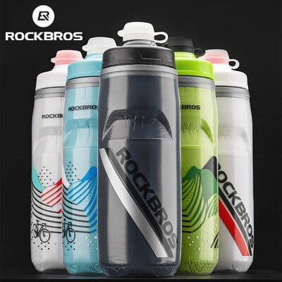 ROCKBROS velosipēda ūdens pudele ar aukstu ūdeni izolēta termiskā 620 ml velosipēda ūdens pudele fitnesa āra riteņbraukšanai pārnēsājama ūdens tējkanna