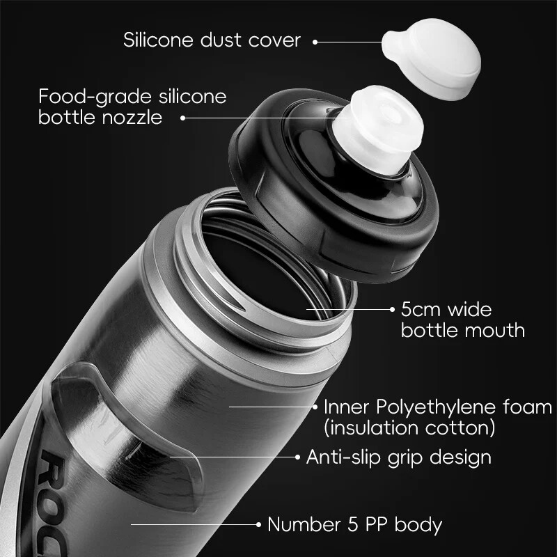 Fľaša na vodu ROCKBROS na bicykel, izolovaná, 620 ml, fľaša na vodu na bicykel, fitness, outdoor, cyklistika, prenosná kanvica na vodu