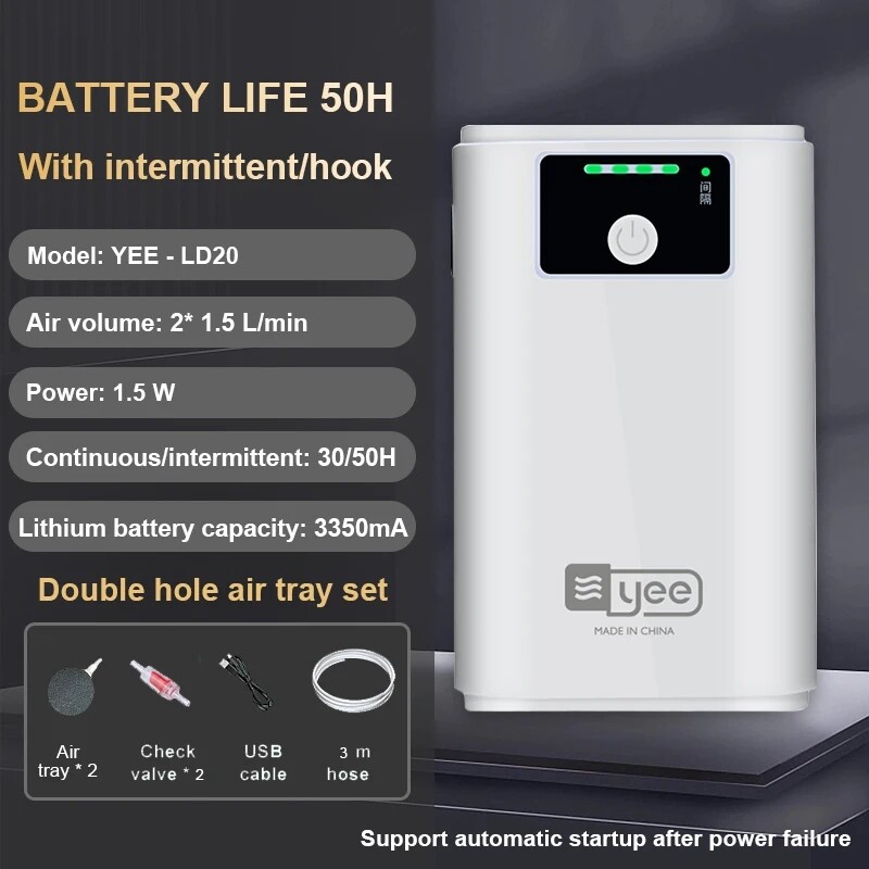 Akváriumi tartozékok Fishbowl oxigénszivattyú töltés kétcélú légszivattyú USB lítium akkumulátor hordozható némító kültéri horgászat