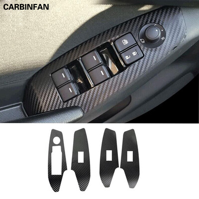 Car Styling Black Carbon Decal Autóablak Emelő gomb Kapcsoló Panel Borító Kárpitos matrica Mazda 3 Axela 2014 2015 2016 2017 2018 típushoz