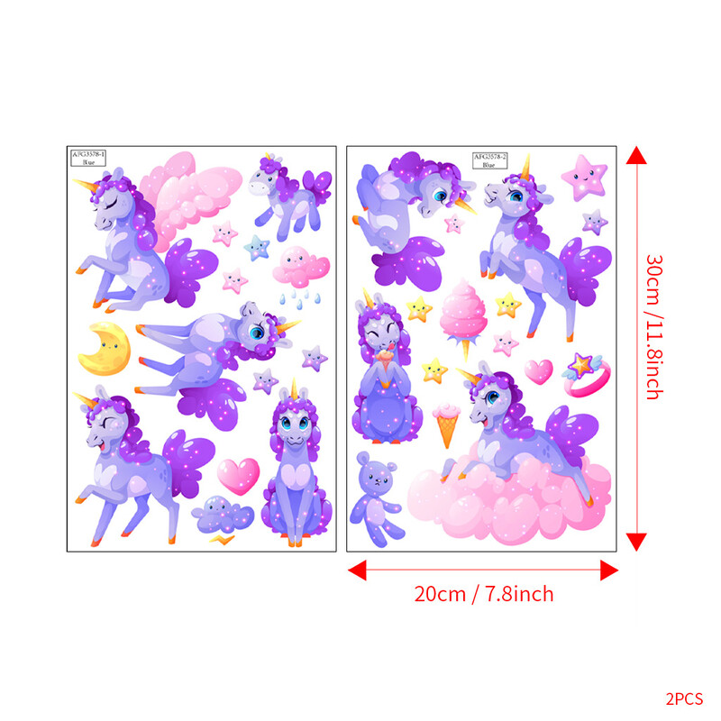 Αυτοκόλλητα τοίχου Φωτεινά Μονόκερος κινουμένων σχεδίων για παιδικά δωμάτια Διακόσμηση οροφής σπιτιού Αυτοκόλλητα τοίχου Φθορίζοντα αστέρια που λάμπουν στο σκοτάδι