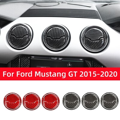Για αξεσουάρ Ford Mustang GT 2015-2021 Αξεσουάρ Carbon Fiber Κεντρικό ταμπλό κλιματιστικού Εξόδου Εξαερισμού Διακοσμητικό κάλυμμα