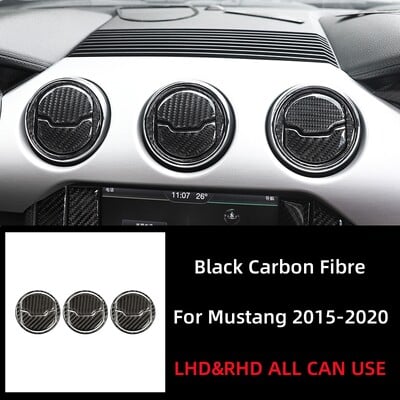 Για αξεσουάρ Ford Mustang GT 2015-2021 Αξεσουάρ Carbon Fiber Κεντρικό ταμπλό κλιματιστικού Εξόδου Εξαερισμού Διακοσμητικό κάλυμμα