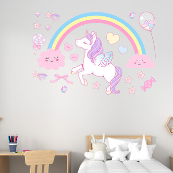 1 Set INS Luminous Unicorn Rainbow Αυτοκόλλητα τοίχου Art Διακοσμητικά σπιτιού Αυτοκόλλητα τοίχου για πάρτι γάμου Παιδικά αξεσουάρ διακόσμησης δωματίου