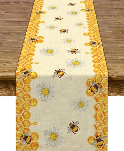 Summer Bee Daisy Linen Table Пътеки Празнични парти декорации Миещи се трапезарни Пътеки Boy Girl Birthday Table Decor