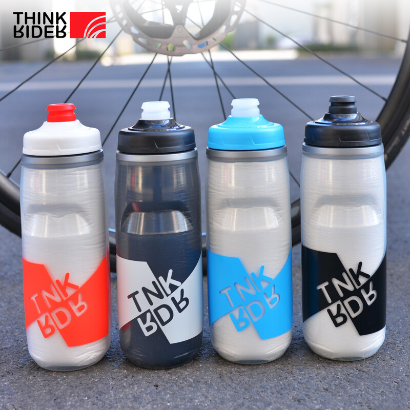 ThinkRider izolovaná cyklistická fľaša na vodu do studenej vody, prenosná 620 ml/21 oz, ultraľahká, prachotesná športová fľaša