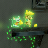 Αυτοκόλλητο αυτοκόλλητο τοίχου με τυρί κινουμένων σχεδίων για μωρό παιδικό δωμάτιο Διακόσμηση χαλκομανιών Υπνοδωμάτιο Glow In The Dark Αυτοκόλλητη ταπετσαρία