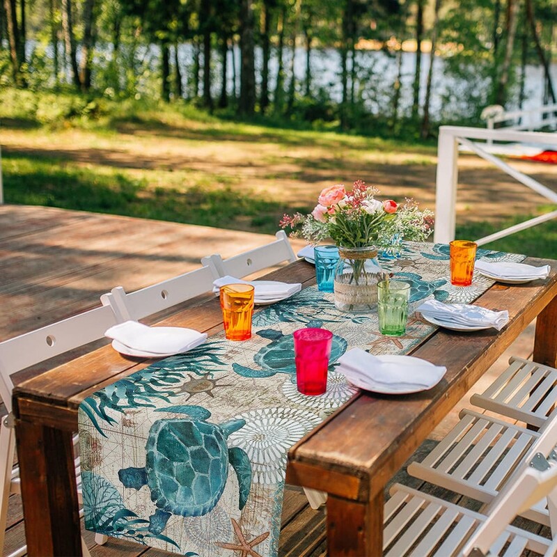 Jūros vėžlys Jūros žvaigždė Linas Stalo bėgikai Suknelės Šalikai Stalo dekoras Sodybos virtuvės stalo bėgikai Vakarėlių dekoracijos