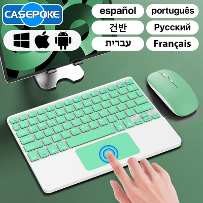 CASEPOKE Touchpad belaidė klaviatūra, skirta Android IOS Huawei Xiaomi Tablet iPad Pro Air Mini korėjiečių rusų ispanų klaviatūra