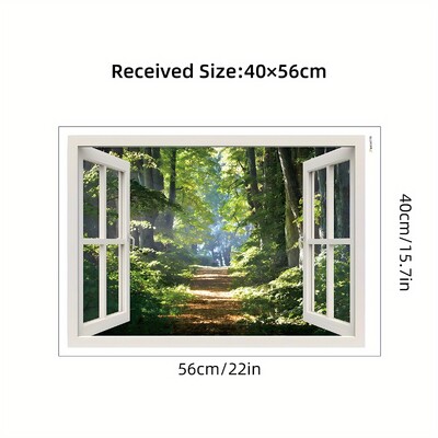 Szimulálja az erdőbe való bejutást az ablak kinyitásával Art falmatricák a hálószoba nappali dekorációs falmatricáihoz