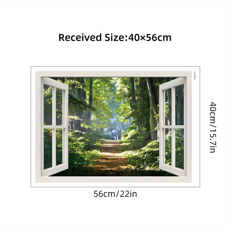 Szimulálja az erdőbe való bejutást az ablak kinyitásával Art falmatricák a hálószoba nappali dekorációs falmatricáihoz