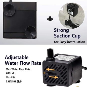 Mini Fish Tank Water Pump Εύκολη εγκατάσταση Αποσπώμενος καθαρισμός Εξαιρετικά αθόρυβος ρυθμιζόμενος ρυθμός ροής Fish tank Aquarium Αντλία νερού