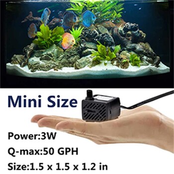 Mini Fish Tank Water Pump Εύκολη εγκατάσταση Αποσπώμενος καθαρισμός Εξαιρετικά αθόρυβος ρυθμιζόμενος ρυθμός ροής Fish tank Aquarium Αντλία νερού