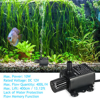 Decdeal Ultra-quiet Mini DC12V 10W 400L/H Lift 400cm Brushless Water Pump 5,5*2,1mm Θηλυκό Υποβρύχιο Σιντριβάνι Ρύθμιση ροής